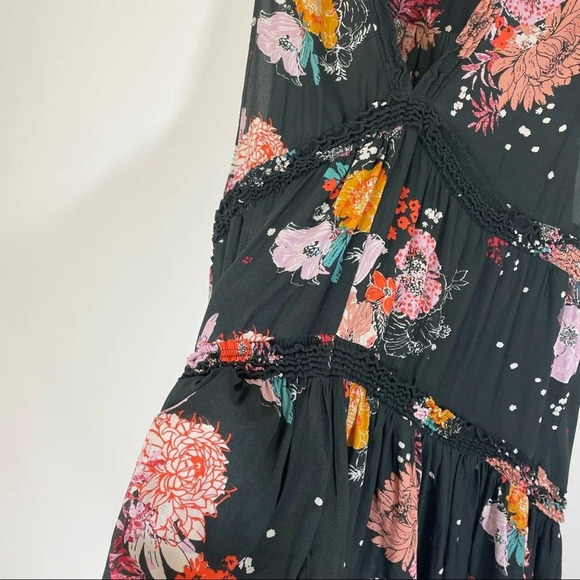 Free People Haze Floral Tunic Hi Low Green Tank Top Size Medium - Picture 10 of 12